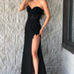 Strapless Lace Mermaid Long Formal Dress with Slit,DP053