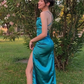 Backless Simple Prom Dress Classic Evening Dress Hight Split,DP0181