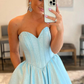 Blue A-Line Sweetheart Strapless Long Prom Dress,DP0151