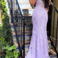 Lilac Sweetheart Mermaid Tull Appliques Long Prom Dress Evening Gown, DP3491