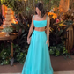 Blue Straps A-Line 2 Pieces Elegant Long Party Dress Guest Dress, DP3542