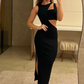 Black Sleeveless Sheath Long Party Dress Fashion Occasion Dress, DP3462