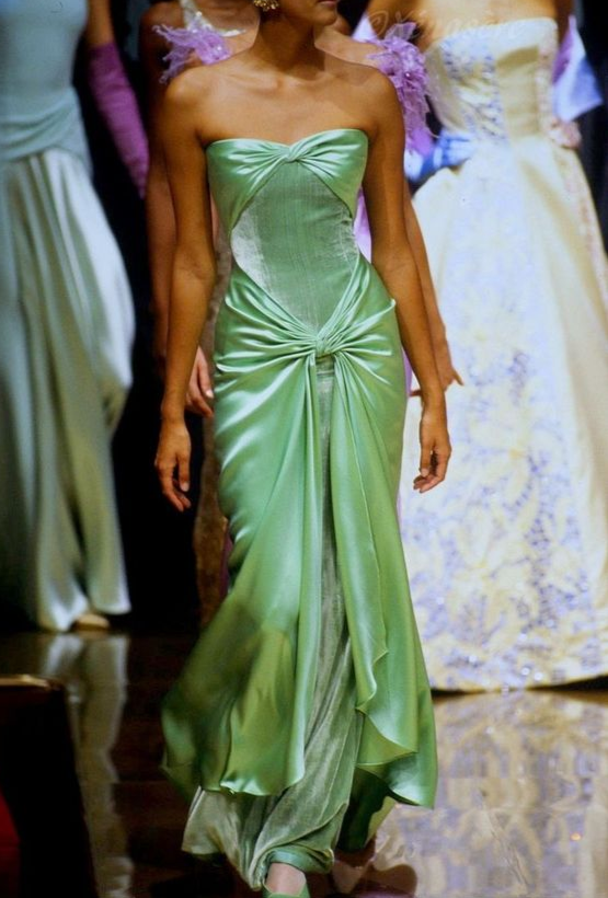 Green Strapless Sheath Velvet Satin Vintage Evening Dress, DP2662