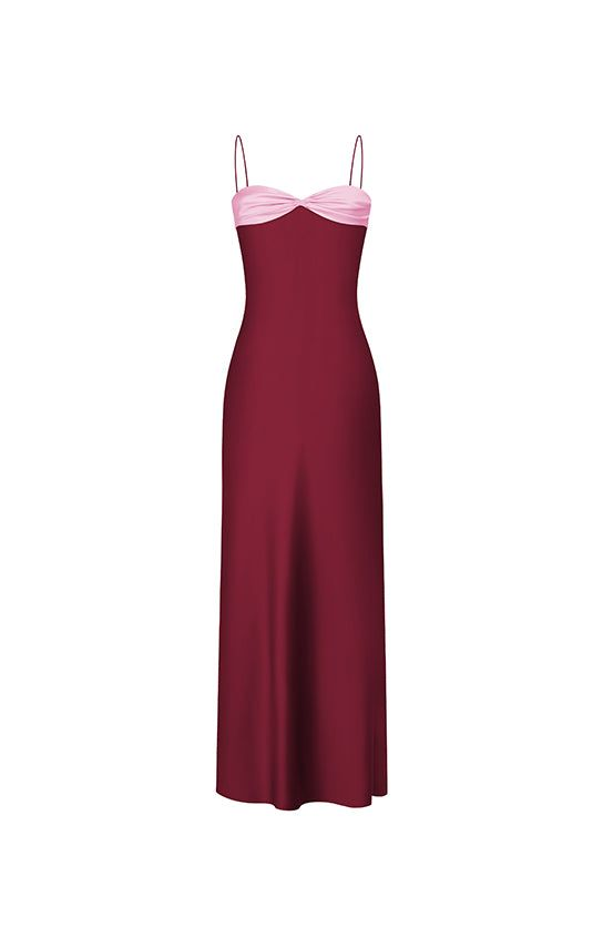 Burgundy Spaghetti Straps Simple Party Dress Wedding Guest Dress, DP2833