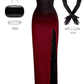 Black and Red Gradient Strapless Sheath Long Prom Dress with Slit, DP3470