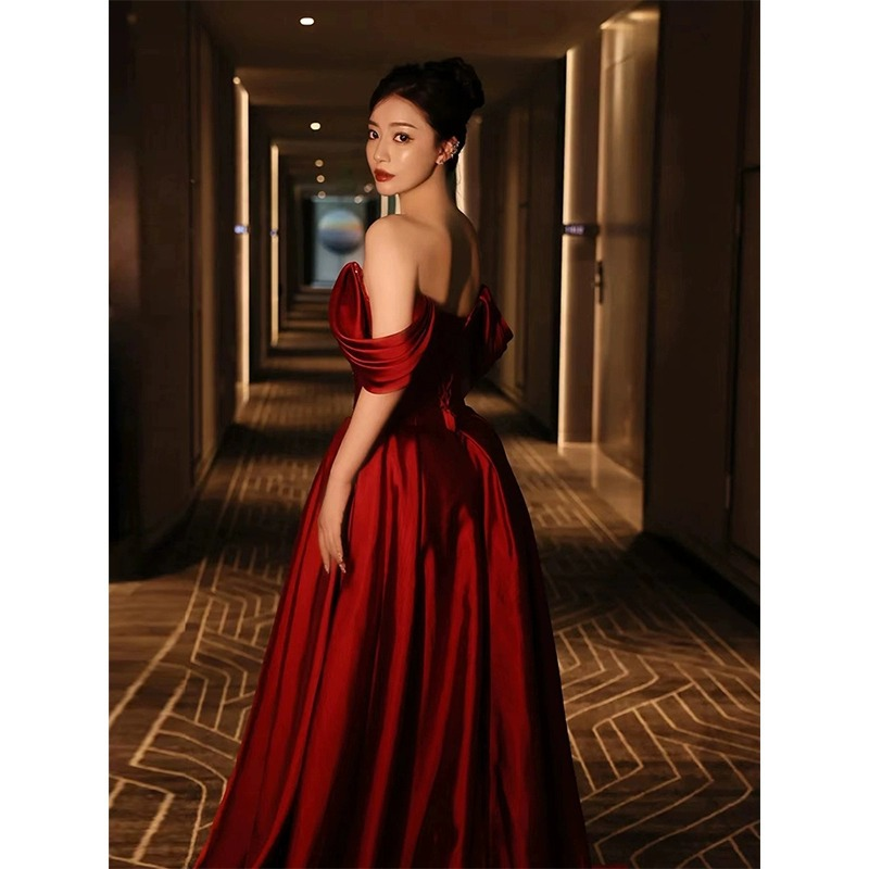 Elegant Red Off Shoulder Sheath Sequins Long Formal Party Dress, DP3722