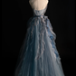 Robe de soirée longue en tulle bleu sans manches, coupe trapèze, nouvelle collection, DP5215