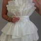 White Strapless A-Line Tiered Sweet Birthday Dress Homecoming Dress DP2726