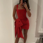 Red Sheath Bowknot Homecoming Dress Short Evening Party Dress DP3240