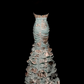 Robe de soirée longue style sirène bleue sans bretelles, à volants superposés et perles, style vintage, DP5410