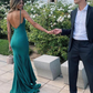 Mermaid Satin Long Prom Dresses Backless Party Dresses,DP0239