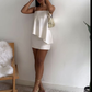 White Spaghetti Straps Sheath Short Party Dress Summer Dress, DP2930