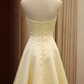 Vintage Strapless Ivory Satin A-Line Wedding Dress DP8380