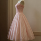 Vintage Pink Strapless Lace Bodice Sweetheart Tea-Length A-Line Homecoming Dress DP8377