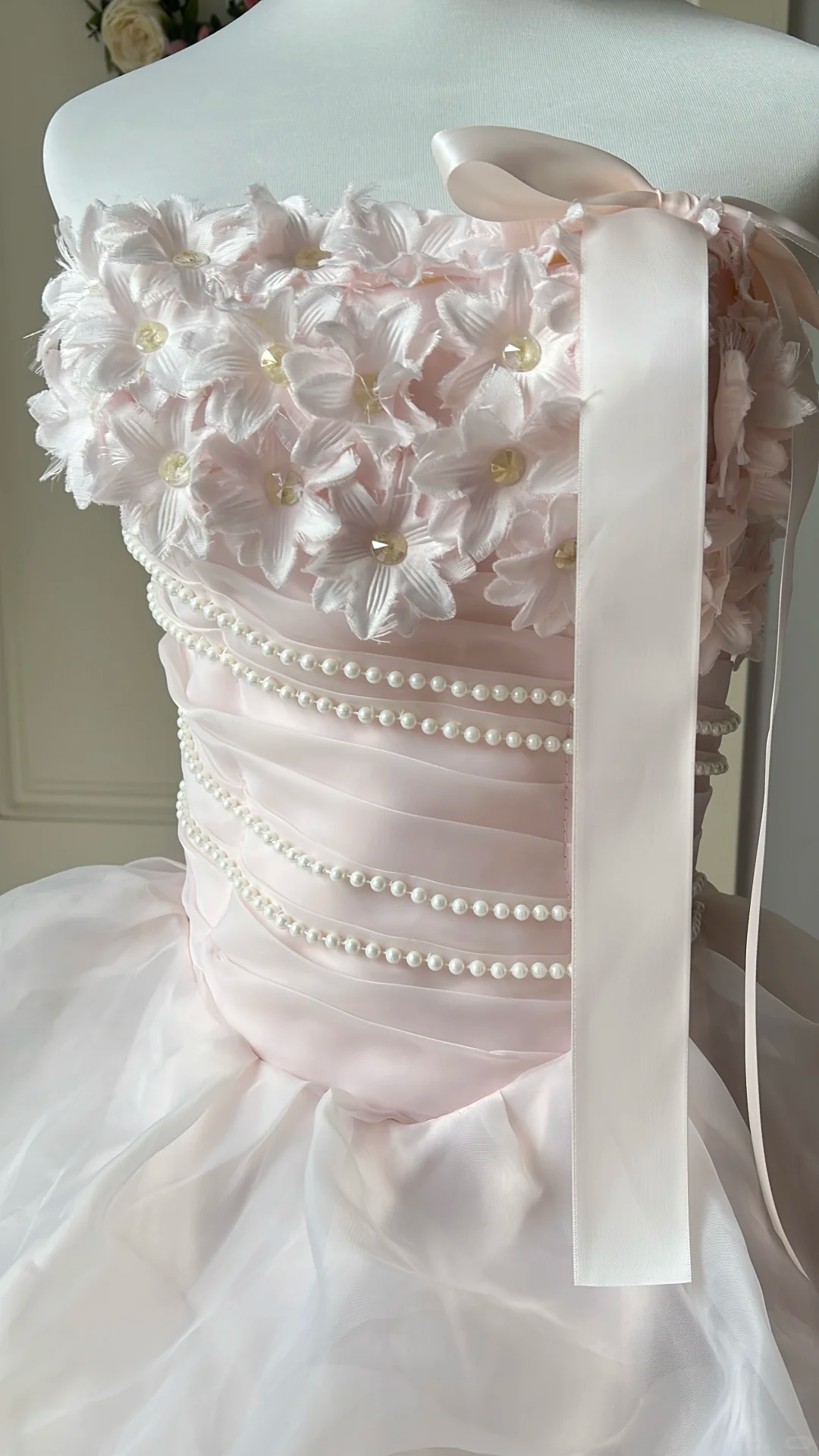 Glamorous Light Pink Tiered Tulle Strapless Ruffled Sweet 16 Quinceanera Ball Gown DP7301