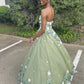 Retro Green Sweetheart Applique Sweet 16 Quinceanera A-Line Tulle Floor-length Prom Dress Birthday Dress Evening Dress Ball Gown DP6455