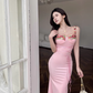 Vintage Applique Floral Spaghetti Strap Meerjungfrau Langes Sommerkleid Ballkleid Abendkleid DP6404
