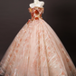 Vintage Floral Sequin Beaded Tulle Sweet 16 Quinceanera Sweetheart Off-the-shoulder Sweetheart Evening Dress A-Line Floor Length Ball Gown DP6913