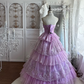 Elegant Lavender Strapless Tiered Floral Lace Embroidery Ball Gown DP8291