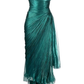 Elegant Strapless Sheath Chiffon Long Party Dress Wedding Guest Dress, DP4642