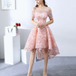 Vintage Pink Applique Off-the-shoulder Design A-line Tulle Party Dress Homecoming Dress DP6071
