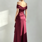Elegant Burgundy Strapless A-Line Long Prom Dresses DP5545