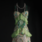 Glamorous Green Ombre Mermaid Sequin Beaded Ruffle Lace Spaghetti Strap Evening Gown DP7376
