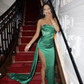 Sage Green Strapless Sheath Satin Long Formal Party Dress, DP4015