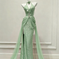 Luxury Sequin Halter Mermaid Evening Gown Formal Prom Dress with Tulle Train DP5622