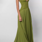 Elegant Olive Green Halter-Neck Lace Corset Pleated Chiffon Maxi Formal Evening Gown DP8233