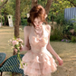 Vintage Pink A-Line Halter-neck Tiered Homecoming Dress Party Dress Cocktail Dress DP6708