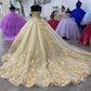Gorgeous Champagne Sweetheart Applique Sweet 16 Quinceanera A-Line Floor-length Prom Dress Birthday Dress Evening Dress Ball Gown DP6449