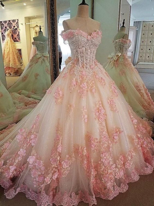 Elegant Sweetheart Pink Applique Sweet 16 Quinceanera A-Line Floor-length Prom Dress Birthday Dress Evening Dress Ball Gown DP6445