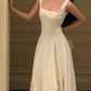 Vintage White Chiffon Long Prom Dress A-Line Ruffle Formal Dress, DP6563