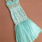 Glamorous Mint Green Mermaid Cocktail Dress Lace Bodice Tulle Ruffle Prom Dress DP7611