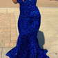 Glamorous Mermaid Evening Gowns Black Girl Sequin Prom Dresses,BL18616