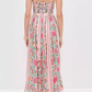 Gorgeous Pink Floral Embroidered Beaded Spaghetti Strap Sweetheart Maxi Prom Dress DP8235