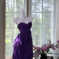 Elegant Purple Sweetheart Strapless Romantic A-Line Chiffon Tiered Evening Dress Prom Dresses DP6143