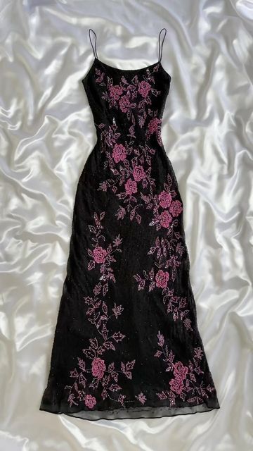 Retro Floral Exquisite Bestickte Spaghettiträger A-Linie Ballkleid Partykleid Abendkleid DP6470