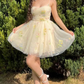 Elegant Floral Embroidered Spaghetti Strap Tulle A-Line Homecoming Dress DP8540