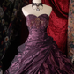 Glamorous Dark Purple Satin Ruffled Sweetheart Beaded Sweet 16 Quinceanera Ball Gown DP7306