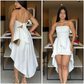 White Strapless High-Low Sheath Short Party Dress Homecoming Dress, DP2953