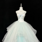 Elegant Mint Green Tulle Ball Gown Prom Dress Spaghetti Strap Bow Ruffled Sweet 16 Sweet 15 Quinceanera Ball Gown DP8253