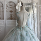 Elegant Light Blue Beaded Lace Sheer Neck Ball Gown DP8294