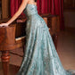 Glamorous Spaghetti Strap Tulle A-Line Prom Dress 3D Floral Lace Applique Glitter Formal Evening Gown DP8205