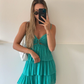 Blue Halter A-Line Tiered Fashion Summer Dress Homecoming Dress, DP3189