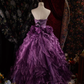 Elegant Purple 3D Floral Strapless Ruffled Sequined Bodice Sweet 16 Quinceanera Ball Gown  DP7413