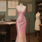 Enchanted Pink Ombre Sequin Mermaid Sweetheart Strapless Evening Gown DP7924