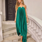Vintage Strapless Pleated Satin A-Line Evening Dress DP8104