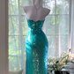 Gorgeous Glittering Green Strapless Sheath Prom Dress Evening Dress DP6318